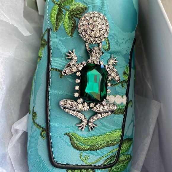 IRIS APFEL for H&M Turquoise Embellished Brocade Slippers Loafers - Picture 6 of 7